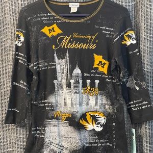 Women’s University of Missouri 3/4 Sleeve Knit Top NWT